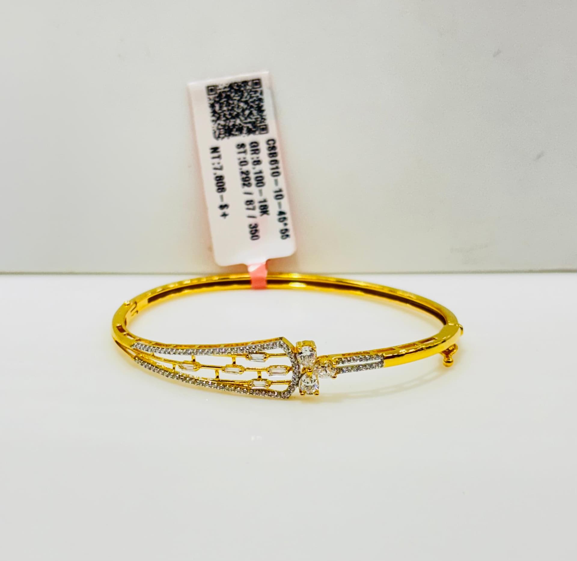 18K Baguette Diamond Arch Bangle
