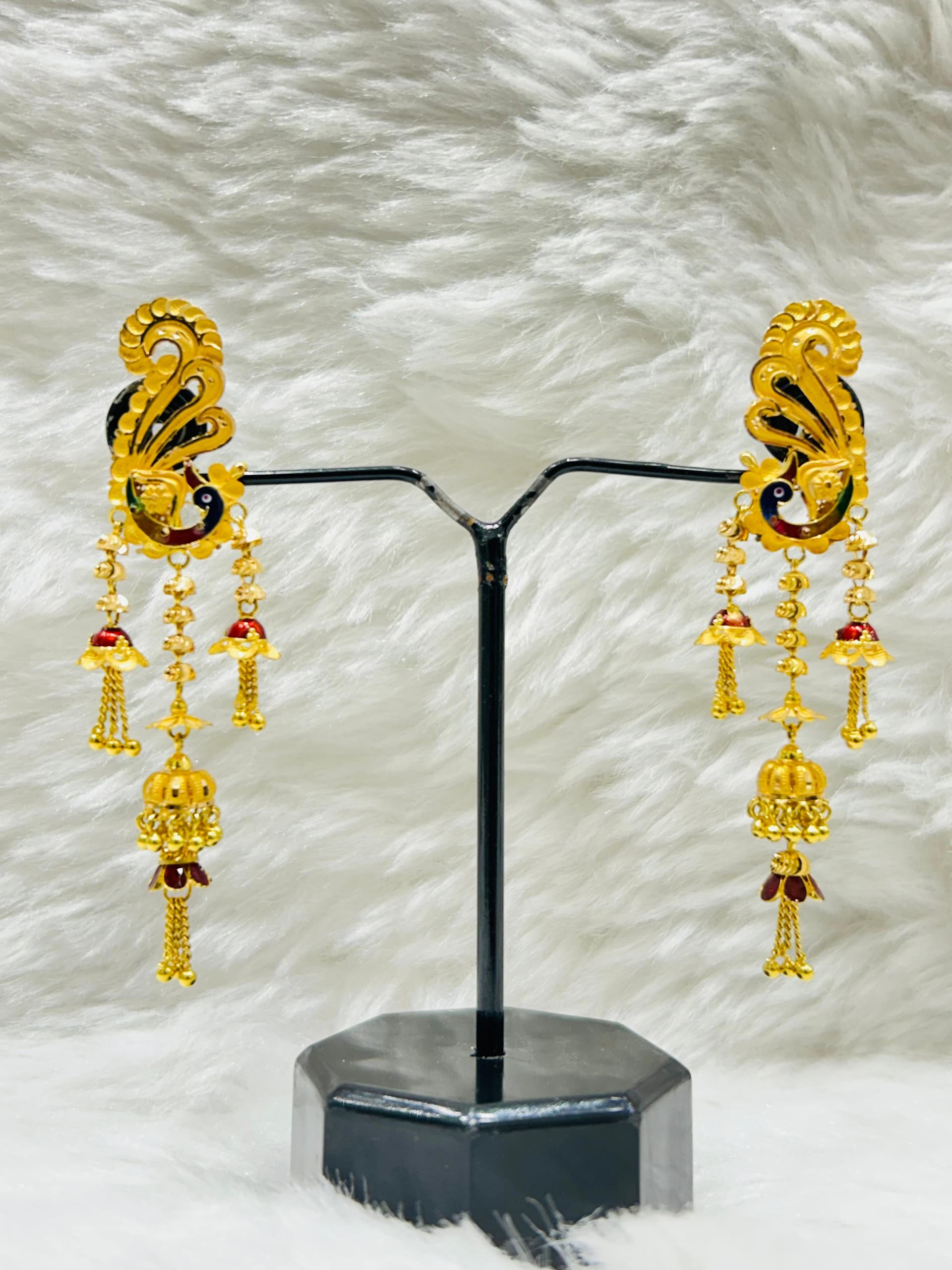 Open Circular Peacock Jhumka Earrings