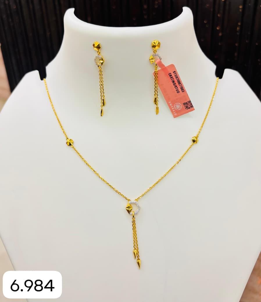 Geometric Triangle Hexagon CZ Necklace Set