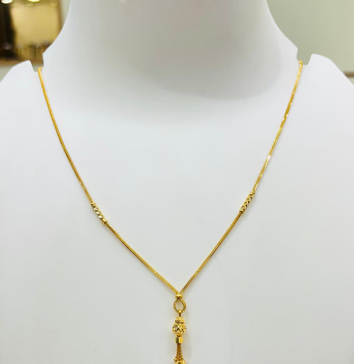 Fancy-Link Gold Chain with Pineapple Pendant