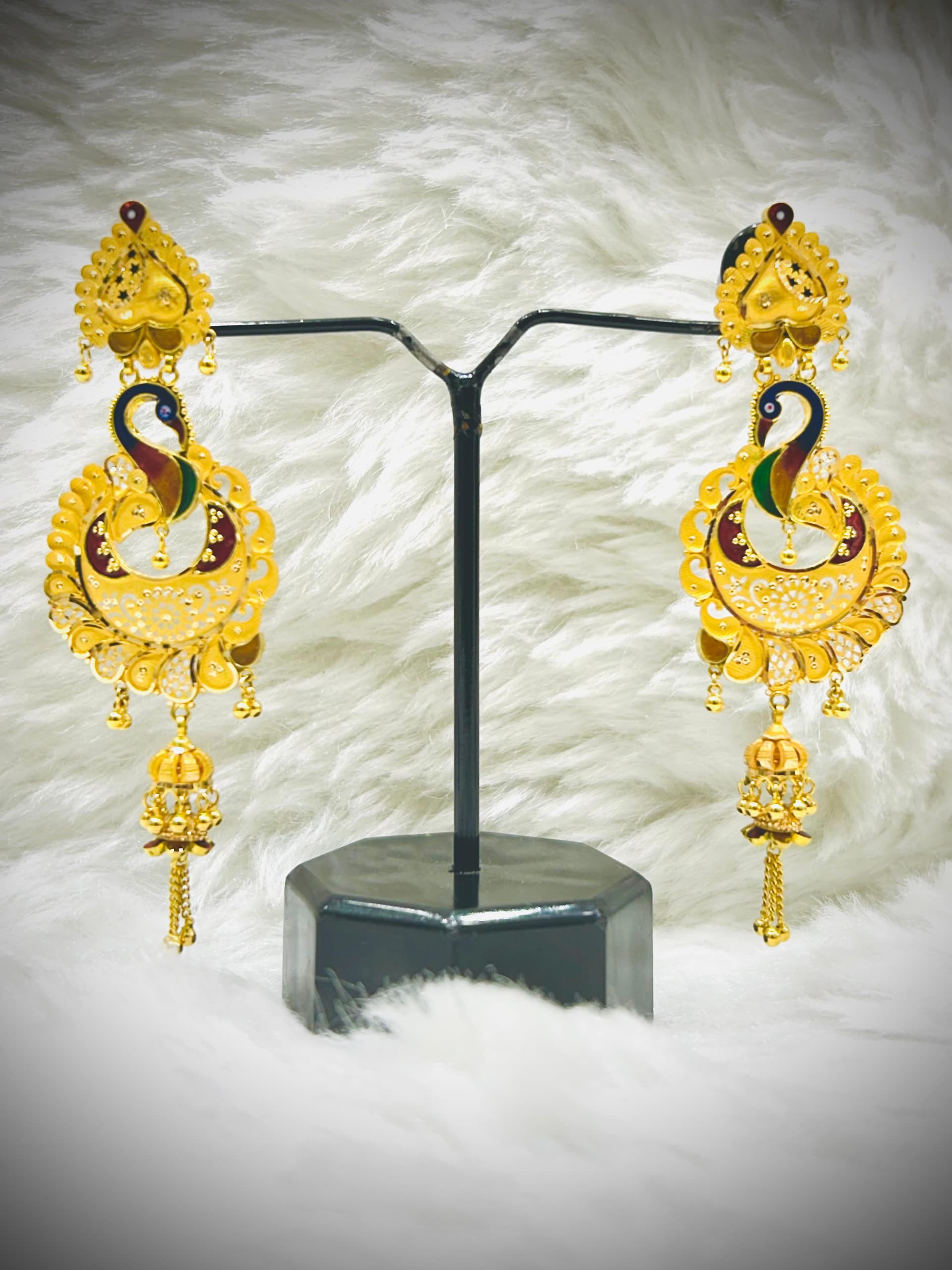 Multicolor Meenakari Peacock Chandbali