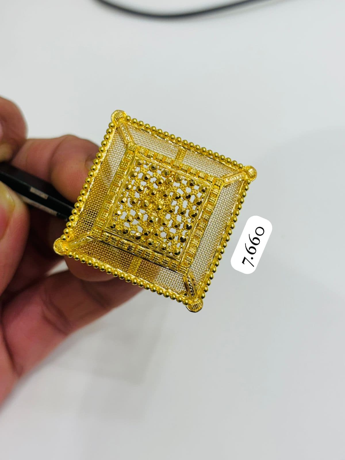 Square Mesh Gold Ring