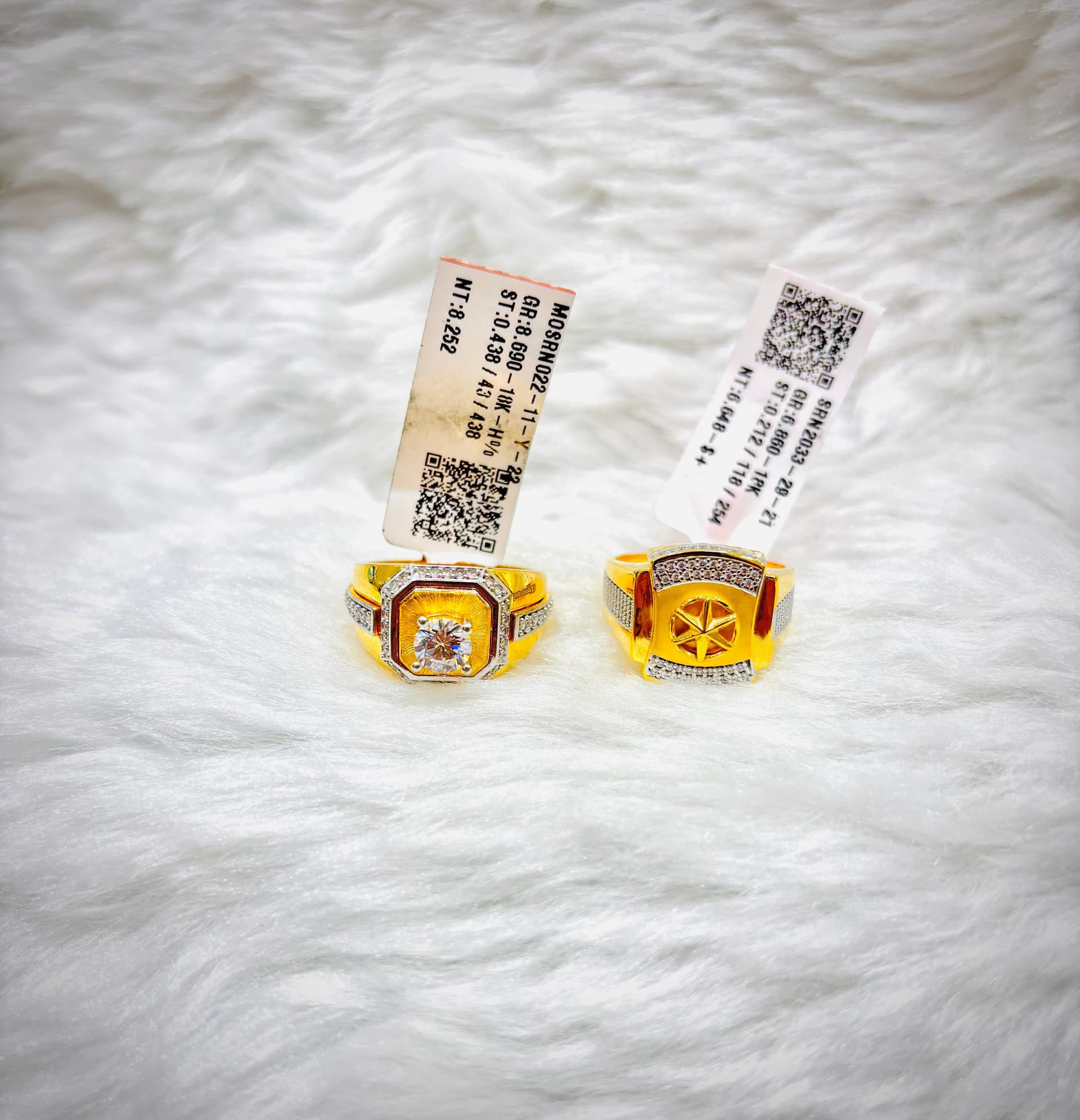 18K Gents CZ Cushion Rectangular Ring